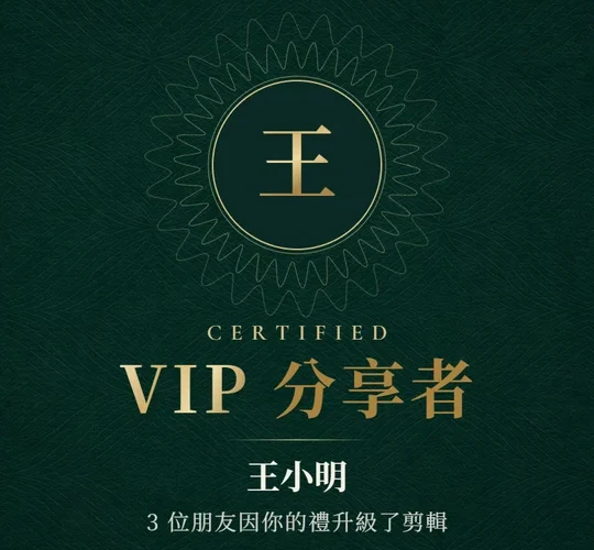 VIP 分享者證書